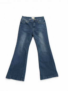 Umgee Denim Women's Flare Wide Leg Dark Wash Stretch Trouser Jeans Sz 7